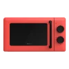 Vista frontal del microondas mecánico Cecotec Proclean 3110 Red con grill, mostrando su diseño oscuro con detalles en color rojo