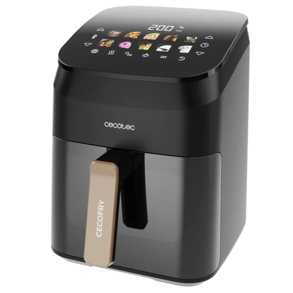 Imagen 5 Freidora de aire 4,5 L y 1900 W con grill y ahumador. Logra sabores a brasa, texturas crujientes y cocciones saludables sin aceite en carnes y verduras.