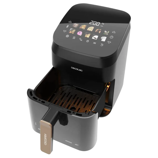 Imagen 6 Freidora de aire 4,5 L y 1900 W con grill y ahumador. Logra sabores a brasa, texturas crujientes y cocciones saludables sin aceite en carnes y verduras.