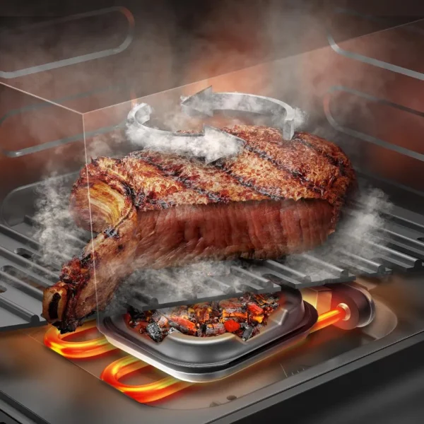 Imagen 7 Freidora de aire 4,5 L y 1900 W con grill y ahumador. Logra sabores a brasa, texturas crujientes y cocciones saludables sin aceite en carnes y verduras.