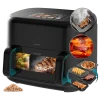 Vista frontal de Cecofry&Grill Smokin' Heat 10000 freidora de aire y horno 26L con accesorios de ahumado y grill