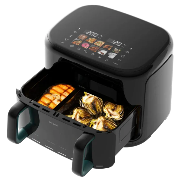 Imagen 4 Freidora de aire y horno de 26 litros con 2000 W. Integra cajetín de ahumado, función Grill y doble resistencia para cocciones envolventes y sabor a leña.