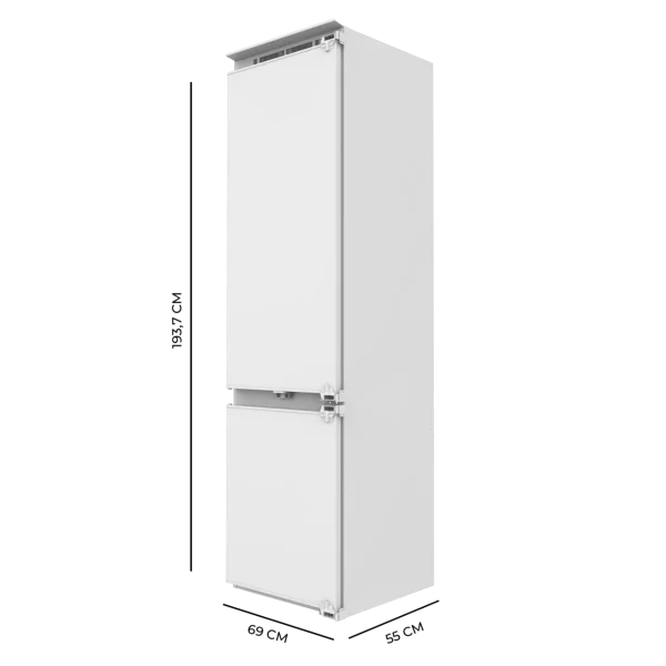 Imagen 2 Frigorífico combi integrable Bolero CoolMarket Combi BI-D FLW 341 con 341 L, Full LED Wall y Total NoFrost. Eficiencia clase E y compresor Inverter silencioso.
