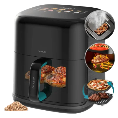 Freidora de aire y parrilla Cecofry & Grill Smokin'Prime 6500 color negro con función ahumador y pantalla táctil