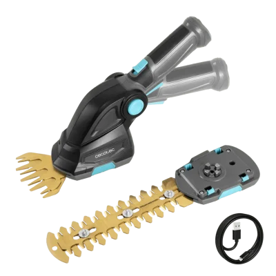 Cortasetos de mano Cecotec TitaniumSword 2000 Hand 2 en 1 con batería de 7,2V y accesorios de corte