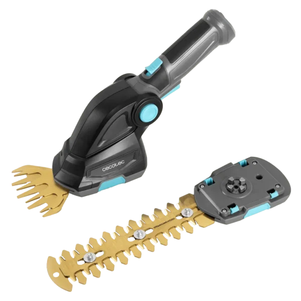 Imagen 2 Cortasetos de mano 2 en 1 Cecotec TitaniumSword 2000 Hand con batería de 7,2V, cuchillas de titanio y dos accesorios intercambiables para un corte preciso.