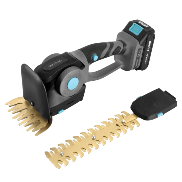 Imagen 2 Cortasetos de mano 2en1 Cecotec TitaniumSword 2120 Hand XL. Motor Brushless, batería 21V y cuchillas de titanio con dos accesorios de corte precisos.