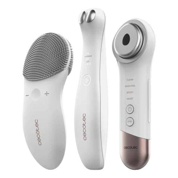 Imagen 2 Kit de belleza FaceCare SkinRoutine de Cecotec con limpiador facial, masajeador de fototerapia, dispositivo antiojeras y accesorios para una rutina completa.