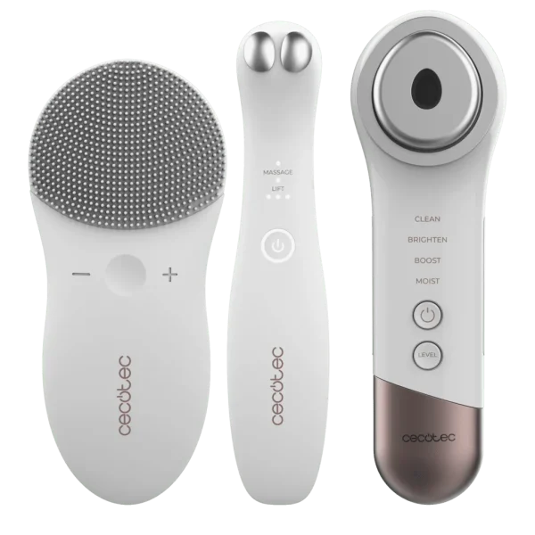 Imagen 3 Kit de belleza FaceCare SkinRoutine de Cecotec con limpiador facial, masajeador de fototerapia, dispositivo antiojeras y accesorios para una rutina completa.