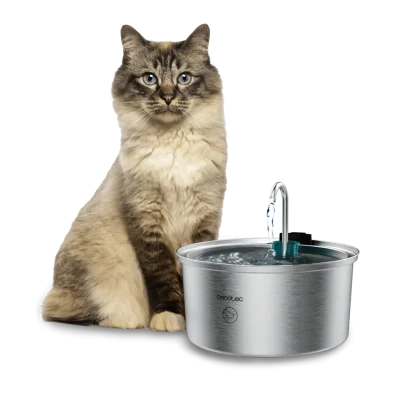 Fuente automática de agua para mascotas Pumba 3200 Refresh Inox en acero inoxidable de Cecotec