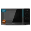 Vista frontal del microondas mecánico Cecotec ProClean 4120 de 23 litros con puerta FullCrystal y controles manuales