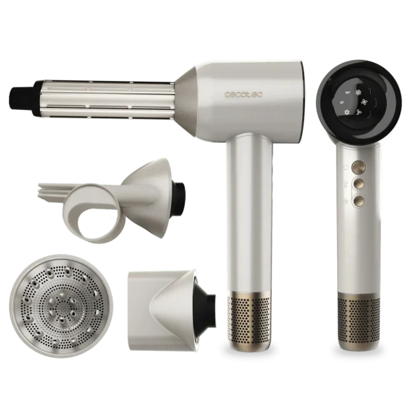 Secador de pelo DryGlam Waves Champagne de Cecotec con motor Brushless y cabezales de efecto Coanda