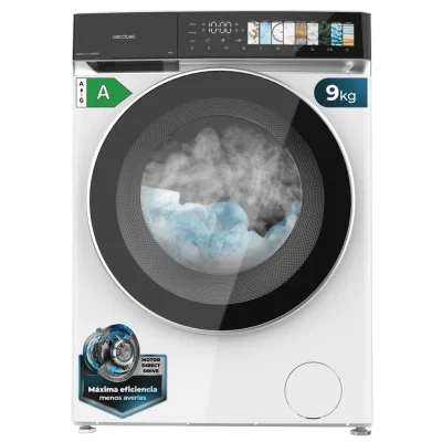 Lavadora frontal blanca CECOTEC Bolero DressCode 9970 Direct Drive de 9 kg con pantalla FullColor y puerta XXL