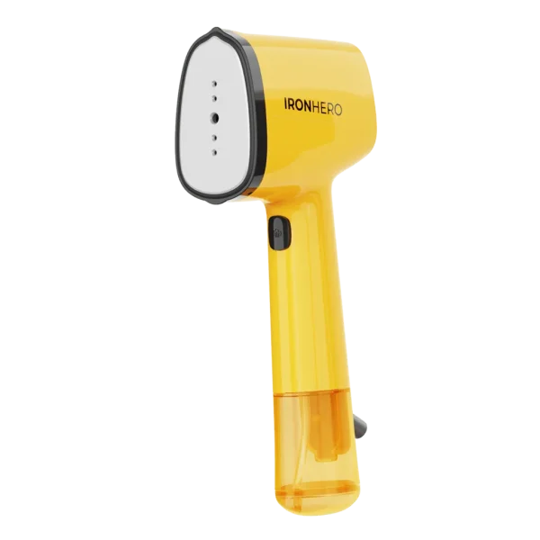 Imagen 3 Plancha vertical IronHero V-1500 Essential Yellow de 1500 W con suela cerámica. Calentamiento en 30 segundos, ligera y compacta, ideal para viajes y retoques.