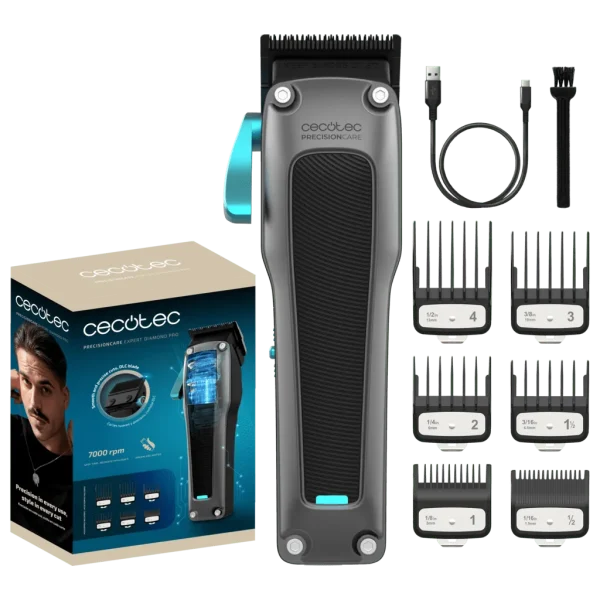 Recortadora profesional Cecotec PrecisionCare Expert Diamond Pro con cuchilla de diamante negro y diseño ergonómico