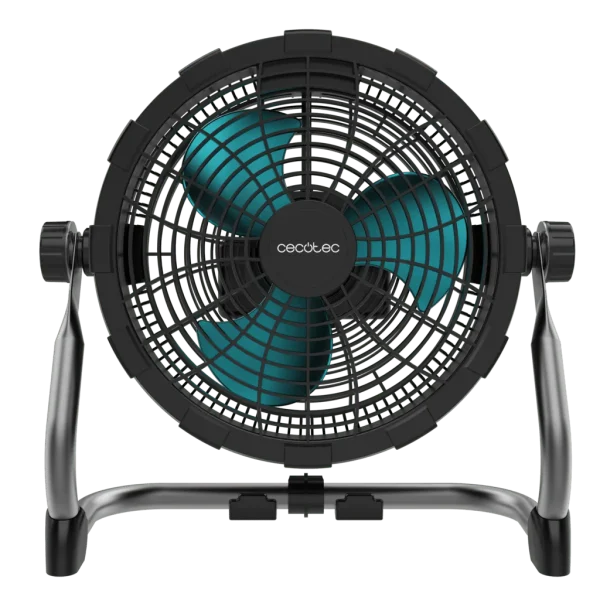 Ventilador industrial portátil Cecotec ProIndustry de 12,5 pulgadas con acabado metálico negro y batería de 12000 mAh.