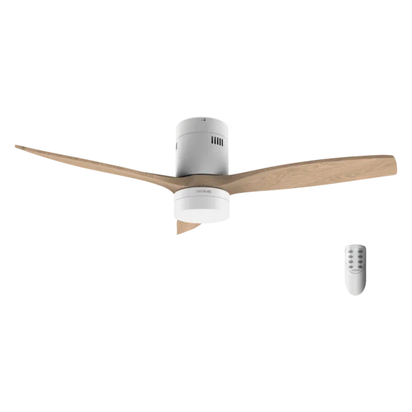 Ventilador de techo EnergySilence Aero 5600 Classic con aspas acabado madera vista frontal