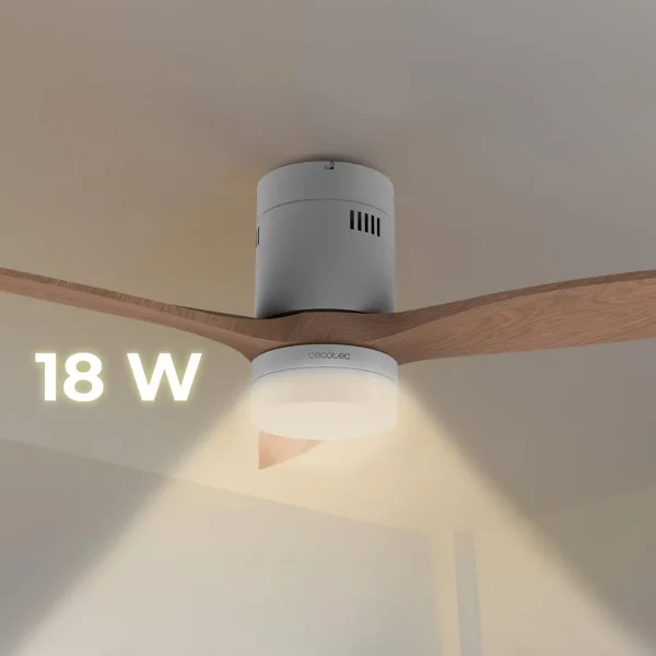 Imagen 6 Ventilador de techo de 52 pulgadas con motor DC de 40 W, 6 velocidades, mando a distancia, temporizador de 8h y función verano-invierno para climatización.