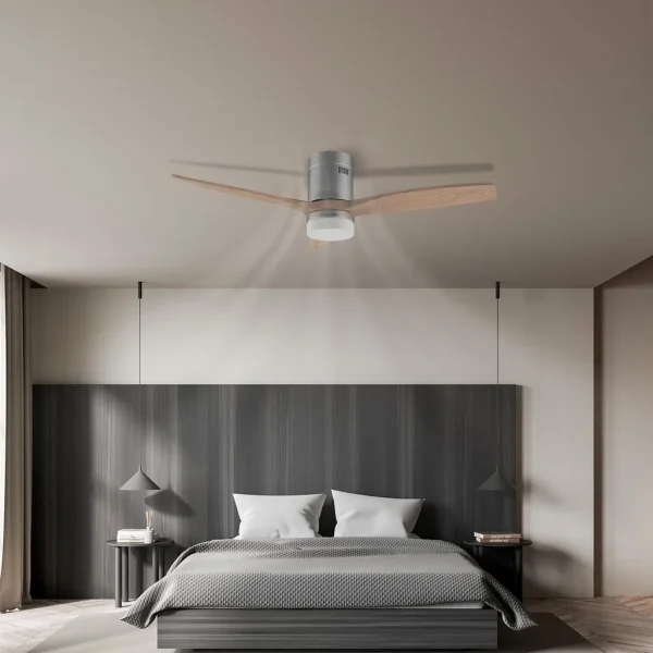 Imagen 4 Ventilador de techo de 52 pulgadas con motor DC de 40 W. Sistema EnergySilence, 3 aspas de madera natural, mando a distancia y función verano/invierno.