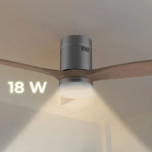 Imagen 6 Ventilador de techo de 52 pulgadas con motor DC de 40 W. Sistema EnergySilence, 3 aspas de madera natural, mando a distancia y función verano/invierno.