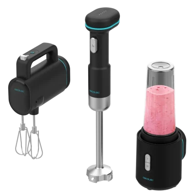 Pack de batidoras inalámbricas Cecotec BlendGo con accesorios de mano, varillas y vaso individual portátil