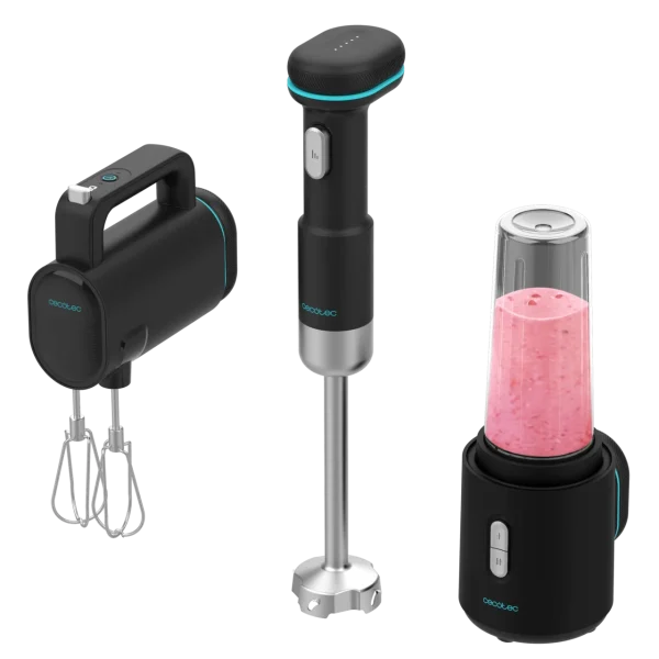 Pack de batidoras inalámbricas Cecotec BlendGo con accesorios de mano, varillas y vaso individual portátil