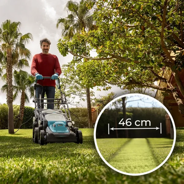 Imagen 7 Cortacésped eléctrico Cecotec de 2000W con ancho de corte de 46cm y propulsión automática. Incluye sistema Z-Tech, 4en1 con mulching y ruedas XL.