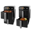 Imagen 2 Freidora de aire de 10 L con diseño vertical y cubetas superpuestas de 5 L. Potencia de 2400 W, control táctil y cocción saludable sin aceite.