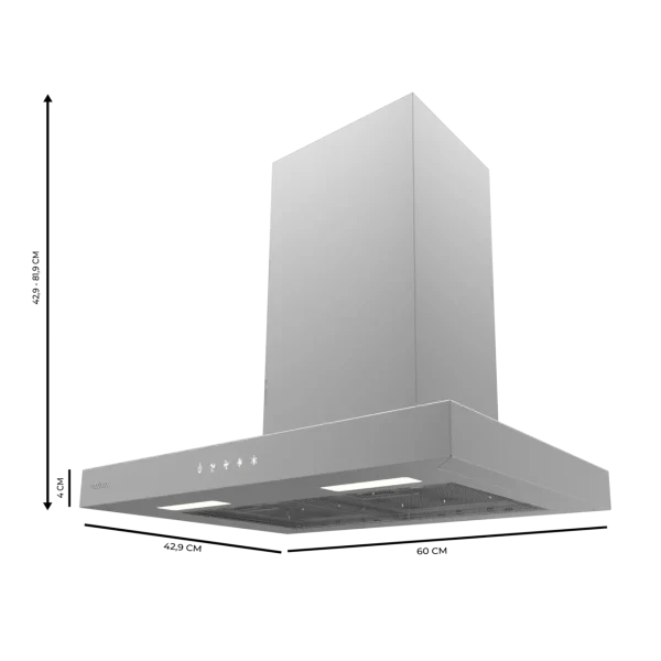 Imagen 3 Campana extractora Bolero Flux TT 604000 Inox A++ de 60 cm, succión de 393 m3/h, motor DC de bajo consumo y filtros de carbono incluidos. Máxima eficiencia energética.