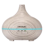 Humidificador ultrasónico Cecotec Pure Aroma 150 Yang White con acabado en madera clara y luces LED de colores