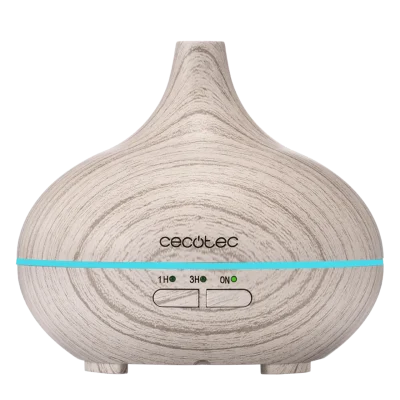 Humidificador ultrasónico Cecotec Pure Aroma 150 Yang White con acabado en madera clara y luces LED de colores