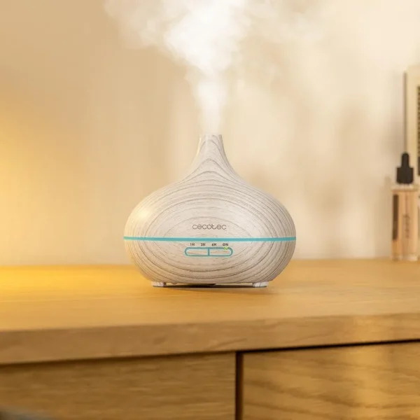 Imagen 3 Humidificador ultrasónico y difusor de aromas Cecotec Pure Aroma 300 Yang con capacidad de 300 ml, temporizador de 10 horas y 7 colores LED para estancias de 15 m².