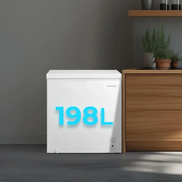 Imagen 5 Congelador horizontal Cecotec 198L con eficiencia clase D, función dual frigorífico/congelador y funcionamiento silencioso de 38 dB. Ideal para el hogar.