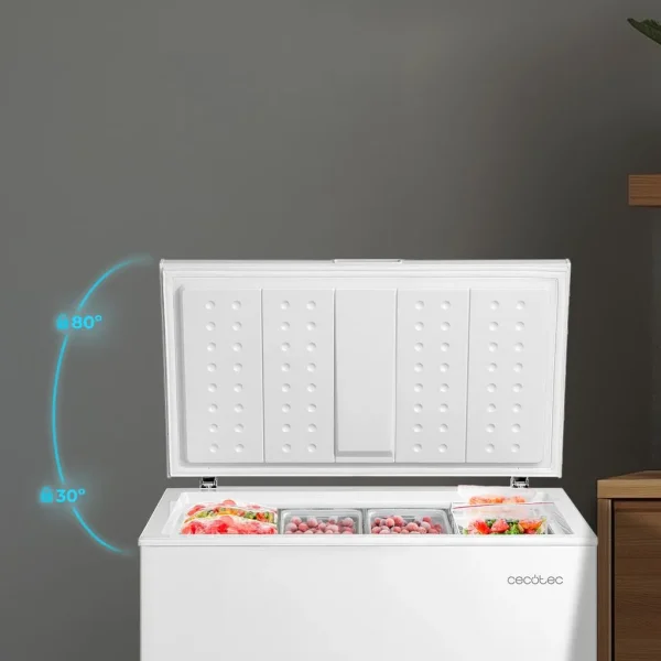 Imagen 8 Congelador horizontal Cecotec 198L con eficiencia clase D, función dual frigorífico/congelador y funcionamiento silencioso de 38 dB. Ideal para el hogar.