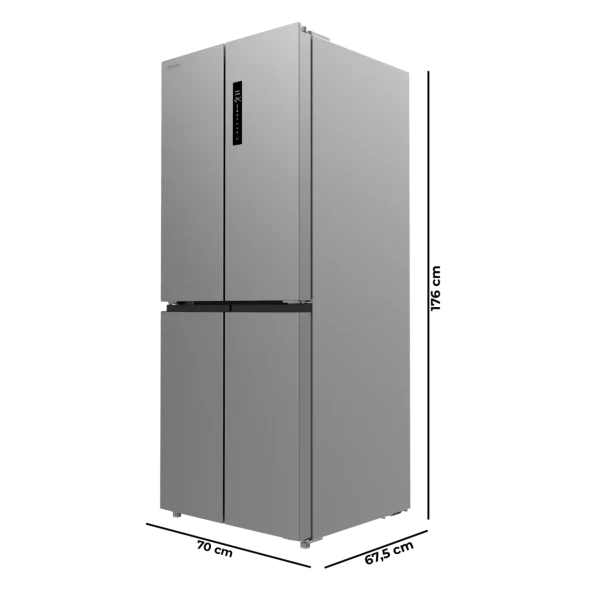 Imagen 2 Frigorífico Cecotec de 4 puertas, 394 L, motor Inverter, NoFrost y Clase E. Máxima conservación con MultiAirFlow y cajón de temperatura variable.