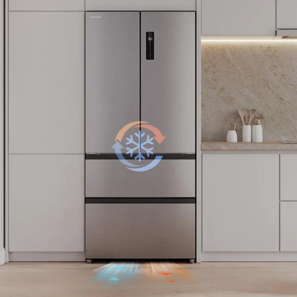 Imagen 7 Frigorífico Puerta Francesa Bolero CoolMarket F2D 458 SBI Inox E de 458L. Con Compresor Inverter, tecnología NoFrost, Esterilización Iónica y sistema MetalFlexCooling.