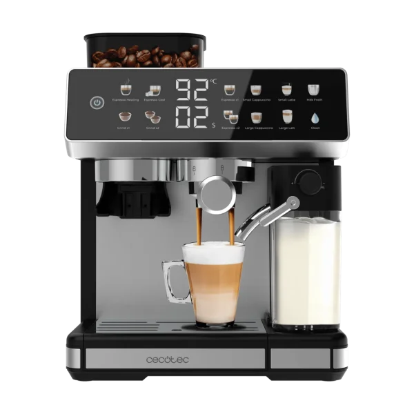 Cafetera espresso Power Espresso 20 Barista Grind & Latte con molinillo cónico y depósito de leche