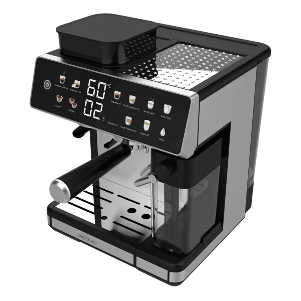 Imagen 3 Cafetera espresso de 20 bares con molinillo integrado y depósito de leche. Tecnología Thermoblock para un calentamiento rápido y manómetro de control profesional.