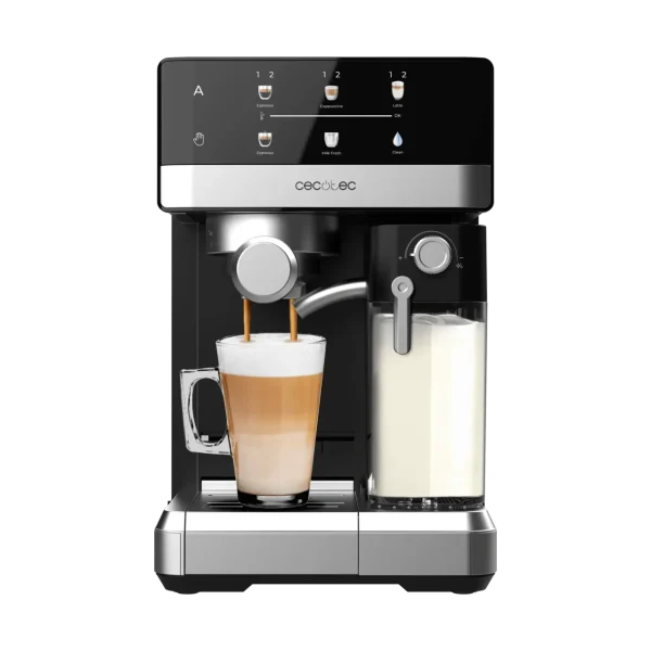 Cafetera semiautomática Cecotec Power Espresso 20 Touch & Cream con panel táctil y depósito de leche integrado