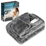 Manta eléctrica doble Cecotec HeatConfort Noa de 200 x 180 cm color gris extendida sobre la cama