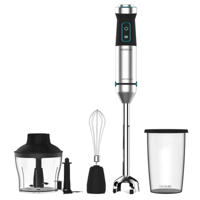 Batidora de mano Cecotec Power Titanblack 1500 XL Cream & Crush con accesorios y pie extralargo