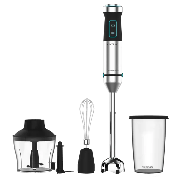 Batidora de mano Cecotec Power Titanblack 1500 XL Cream & Crush con accesorios y pie extralargo
