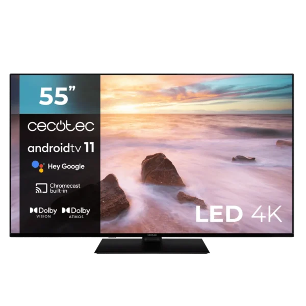 Smart TV Cecotec A2Z series ALU20055ZS de 55 pulgadas 4K UHD frontal diseño Frameless