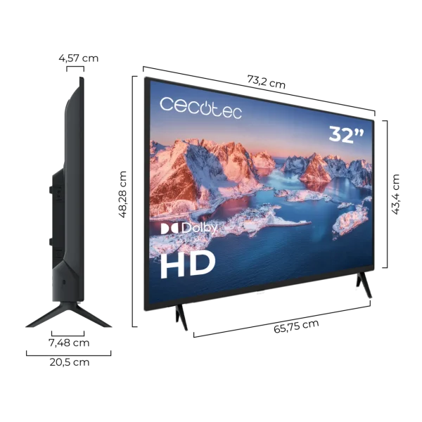 Imagen 3 Televisor Cecotec Serie 0 0032S de 32 pulgadas con resolución HD, sonido Dolby, diseño elegante y conectividad HDMI/USB para disfrutar de contenido multimedia.