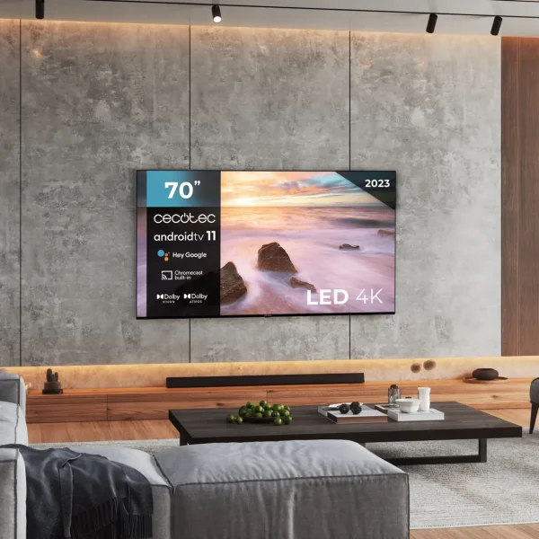Imagen 3 Smart TV Cecotec TV A2 ALU20070 de 70 pulgadas con resolución 4K UHD, Android TV 11 y HDR10+. Máxima conectividad con Chromecast y Google Voice Assistant.