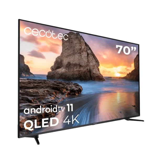 Imagen 2 Smart TV Cecotec V1+ VQU11070+ de 70 pulgadas con tecnología QLED 4K UHD, Android TV 11, subwoofer de 12W y HDR10+ para una experiencia de imagen y sonido profesional.