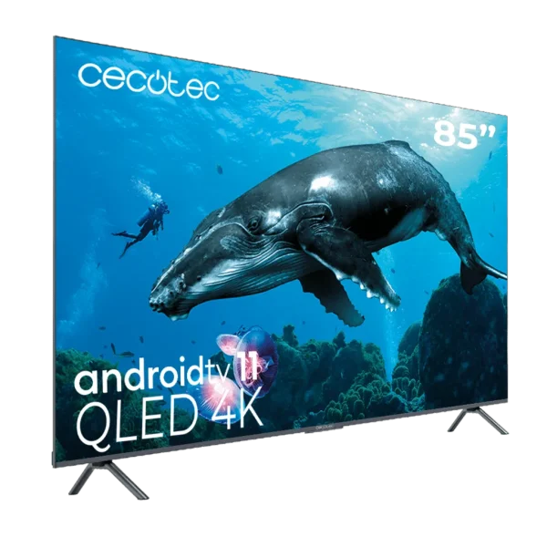 Imagen 2 Televisor Cecotec 85'' QLED V3+ VQU30085+ con resolución 4K UHD, Android TV 11, Local Dimming y Dolby Vision. Sonido potente con subwoofer de 15W integrado.