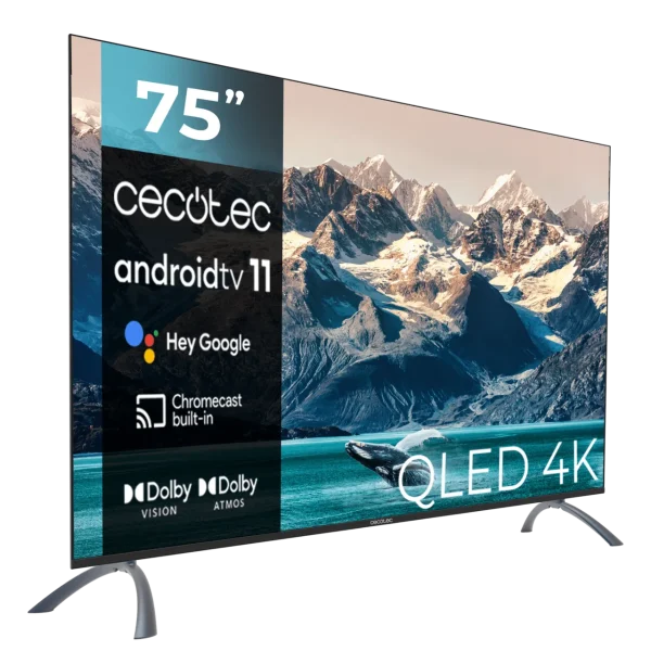 Imagen 4 Disfruta de la TV QLED V2 series VQU20075S de 75 pulgadas con resolución 4K UHD, Android TV 11, Google Assistant y Chromecast para una experiencia inmersiva.