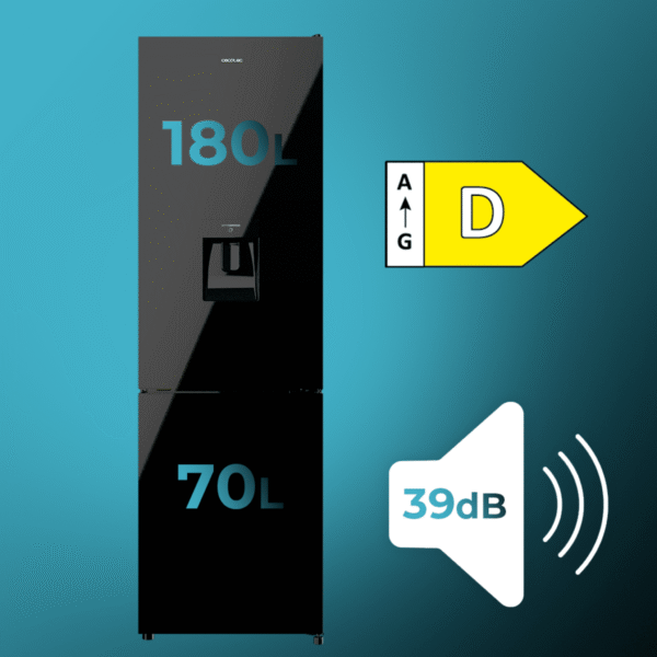 Imagen 4 Frigorífico combi Bolero CoolMarket Combi 250 WD Black Glass D de Cecotec