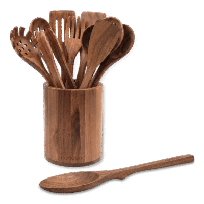 Set de utensilios de madera de acacia Nature 12 piezas de Cecotec